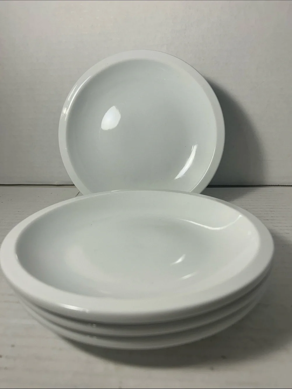 White Ceramic Serving Salad plates Set of 4 7 1/2 inch